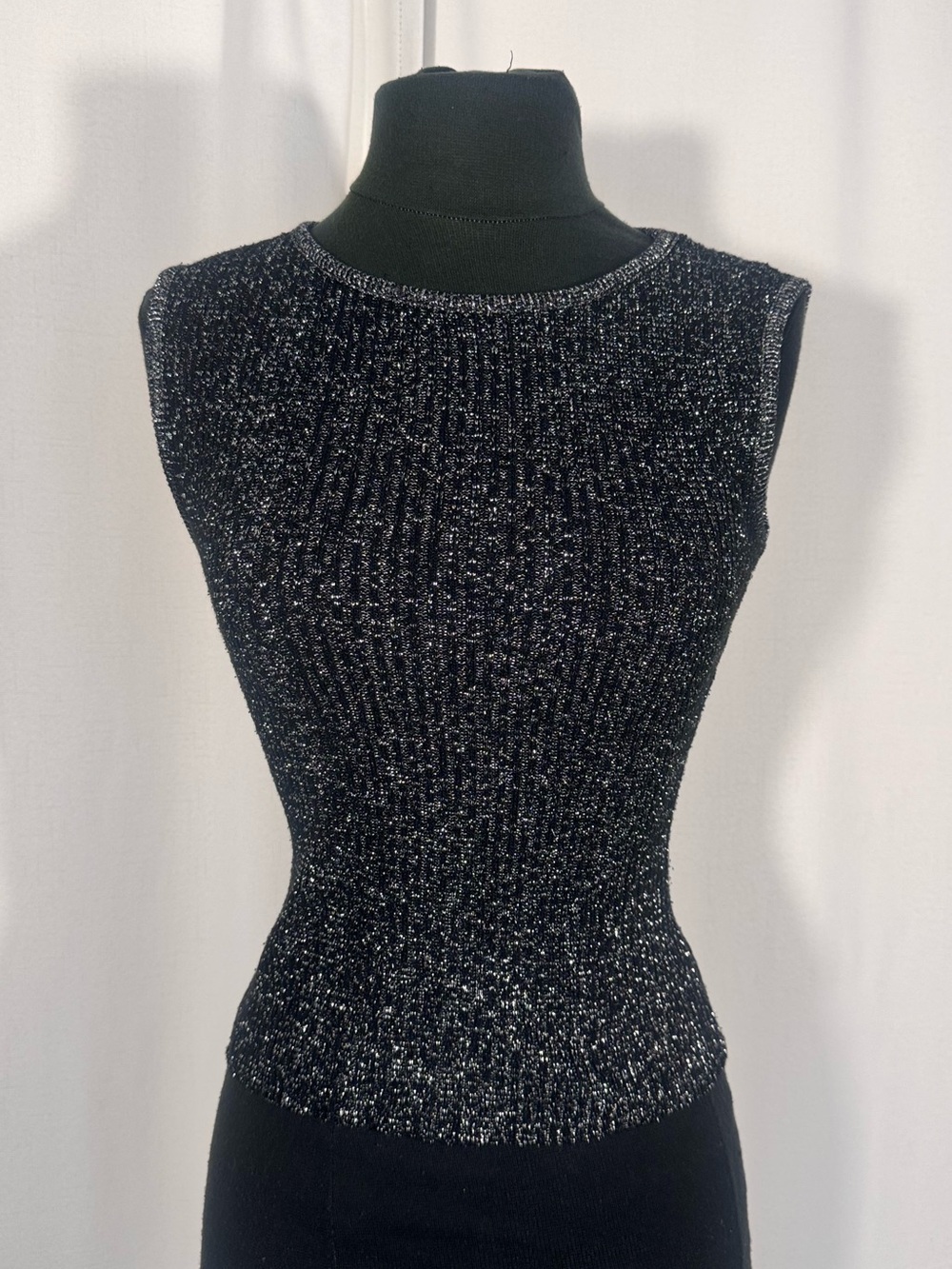 Vintage Hottie Metallic Ribbed Knit Sleeveless Top